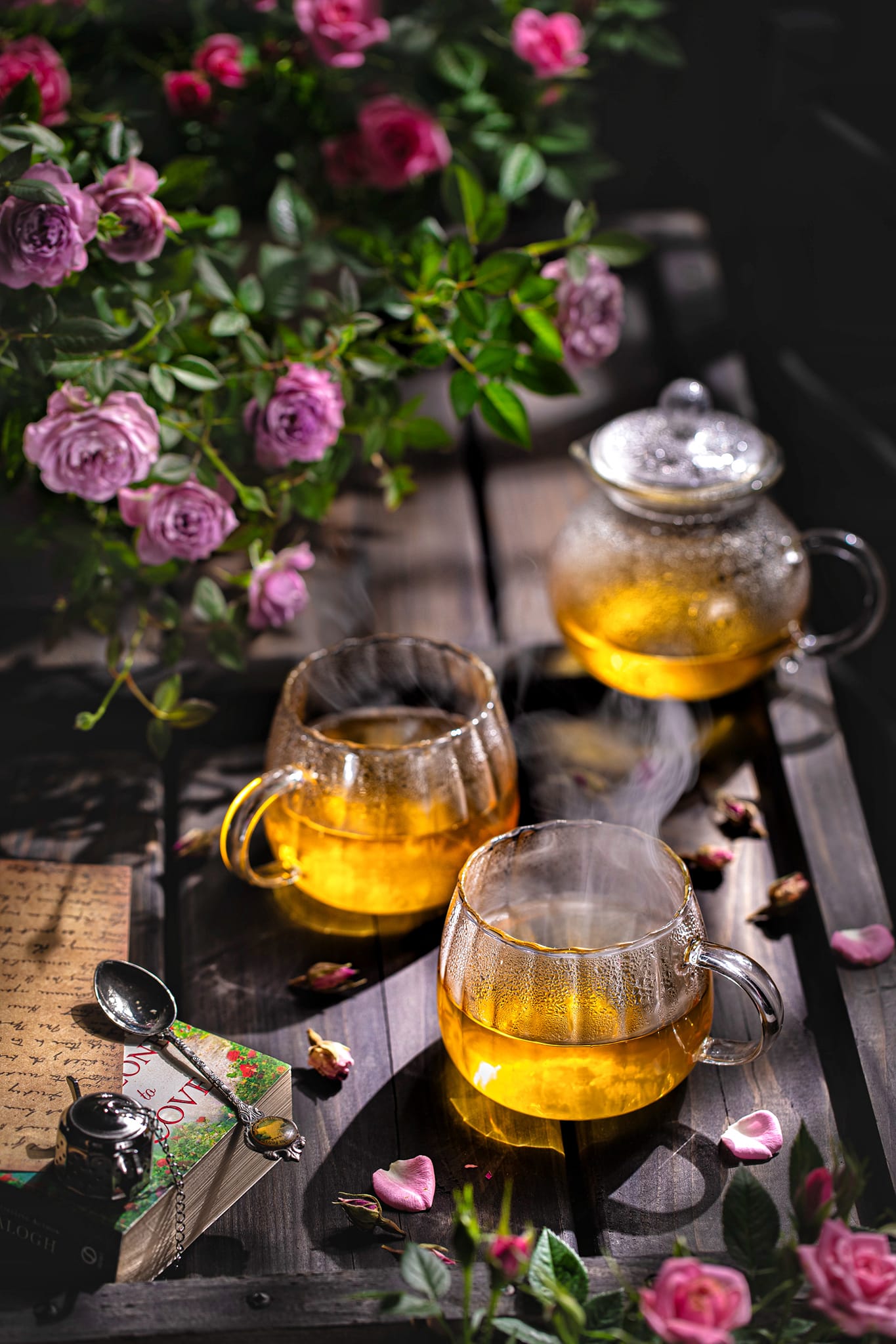 Tea set on table